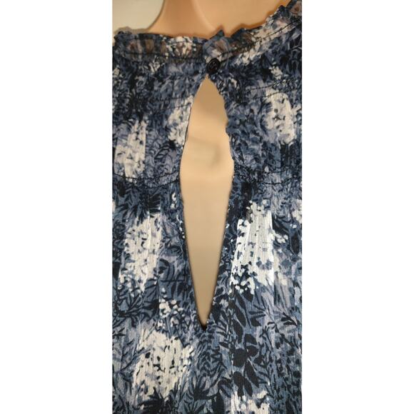 Joie Swing Dress Sz L Baltic Print Navy Blue/Black/White Mini Flowy Chiffon - Picture 3 of 16